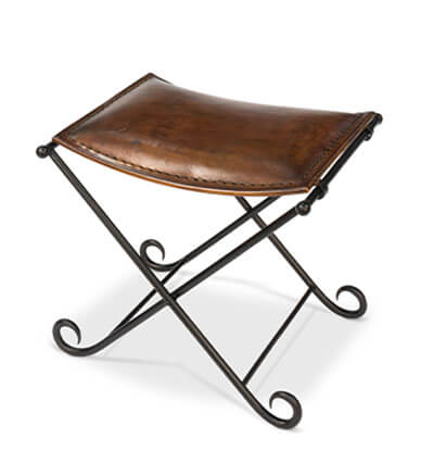 Mozambique Field Chair metal criss crossed legs with leather seat